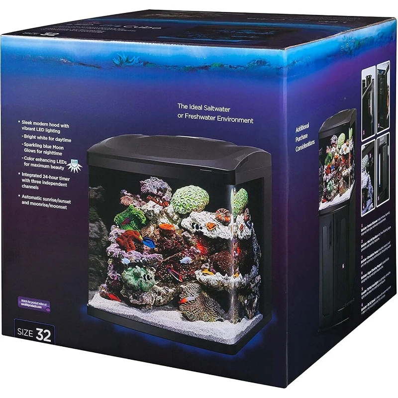 LED BioCube Aquarium Fish Tank Kit, 32 Gallon，home.