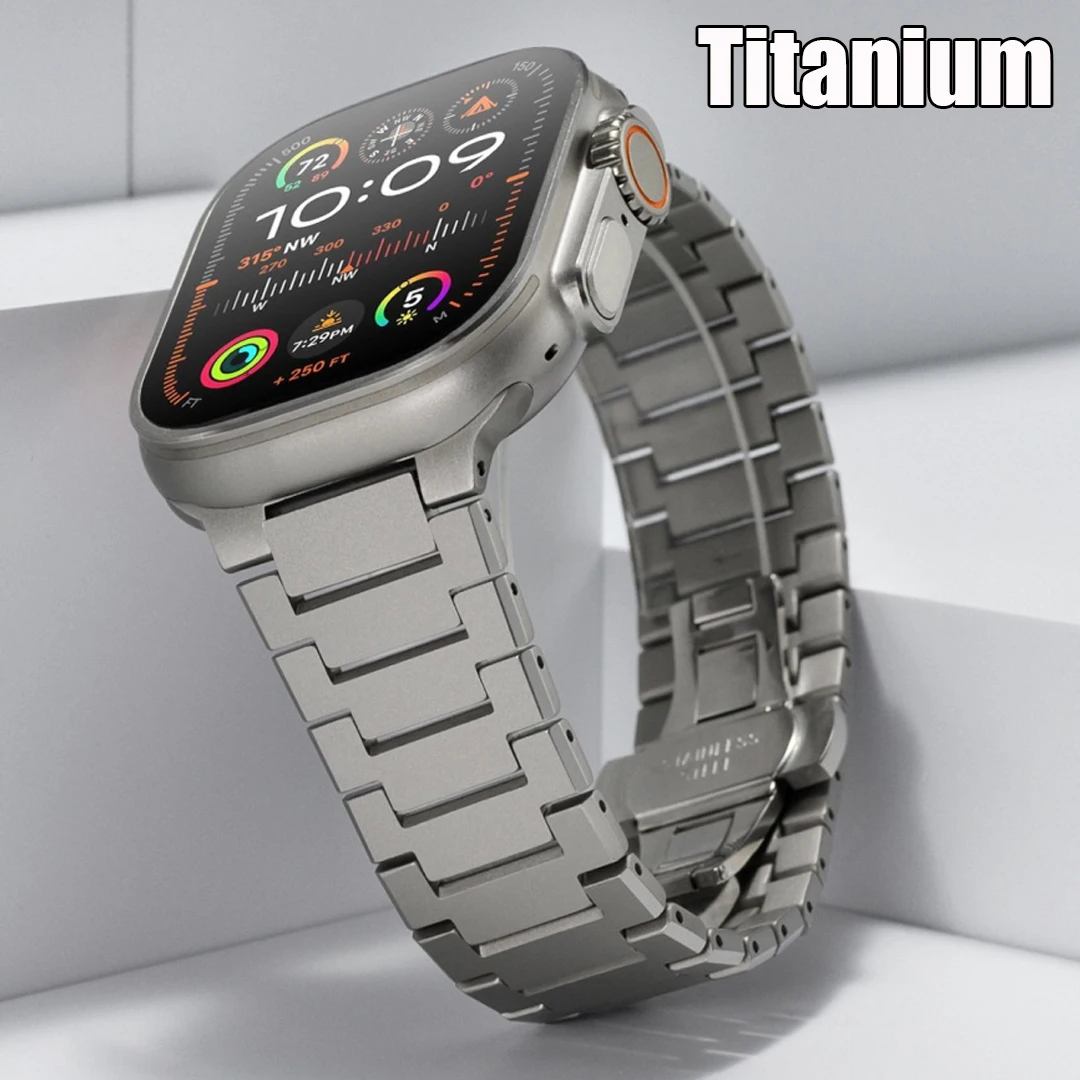 

Titanium Band for Apple Watch Ultra 3 2 Series 11 10 9 8 6 SE 3 Luxury Men Bracelet For iWatch 49mm 45mm 46mm 44mm Correa Strap