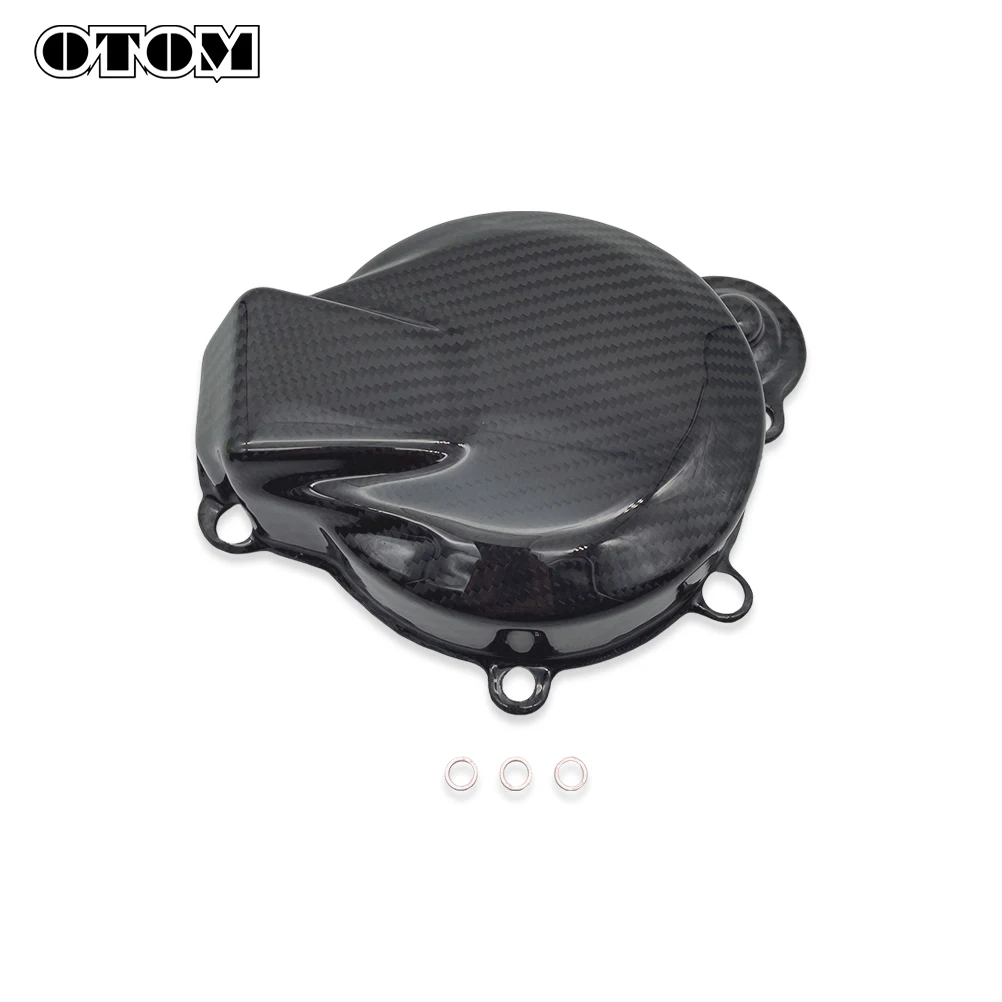 OTOM 2024 Motorcycle Ignition Cover Motor Stator Guard Protector Crankcase Carbon Fiber Lid For KTM EXC XCW TE 150 Accessories