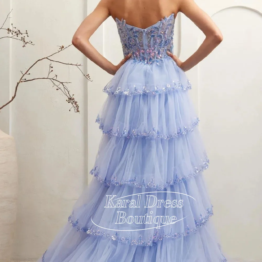 Dubaï personnalisé multicouche paillettes fente latérale robes de soirée maille tissu a-ligne robes de soirée longueur terre robe de bal