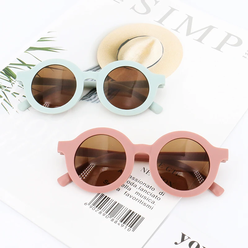 Baby Boys Girls Cute Cartoon Bear Shape Fashion Round Glasses Children Vintage Sunglasses UV Protection Classic Kids Eyewear