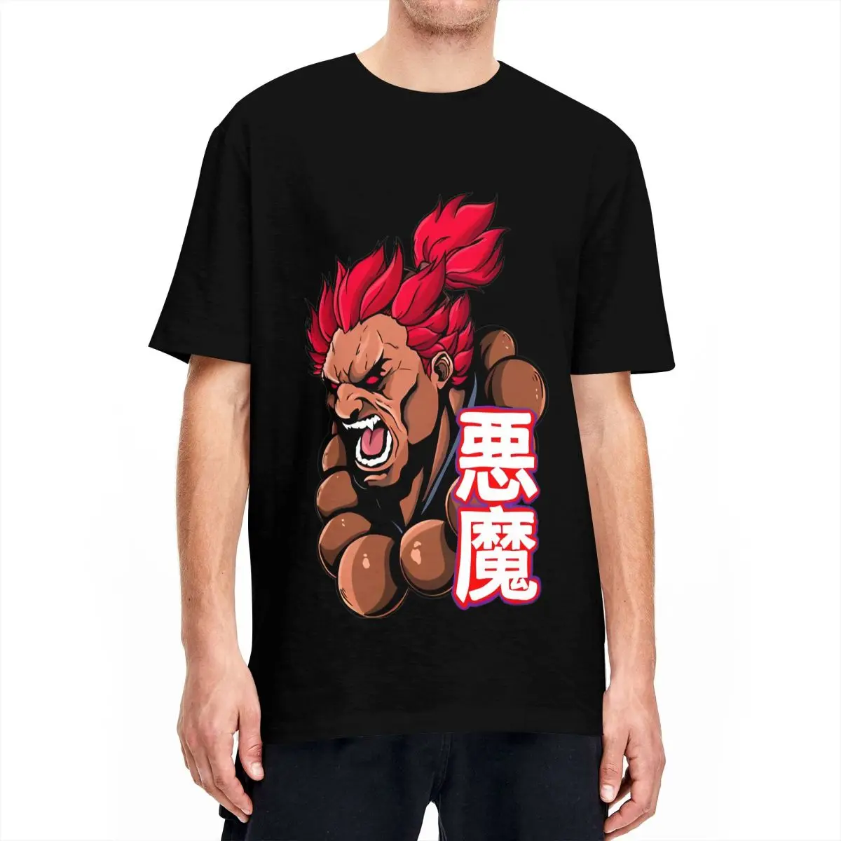 Street Fighters Akuma T-Shirts for Men Women Vintage Pure Cotton Tees Crew Neck Short Sleeve T Shirt Adult Clothing