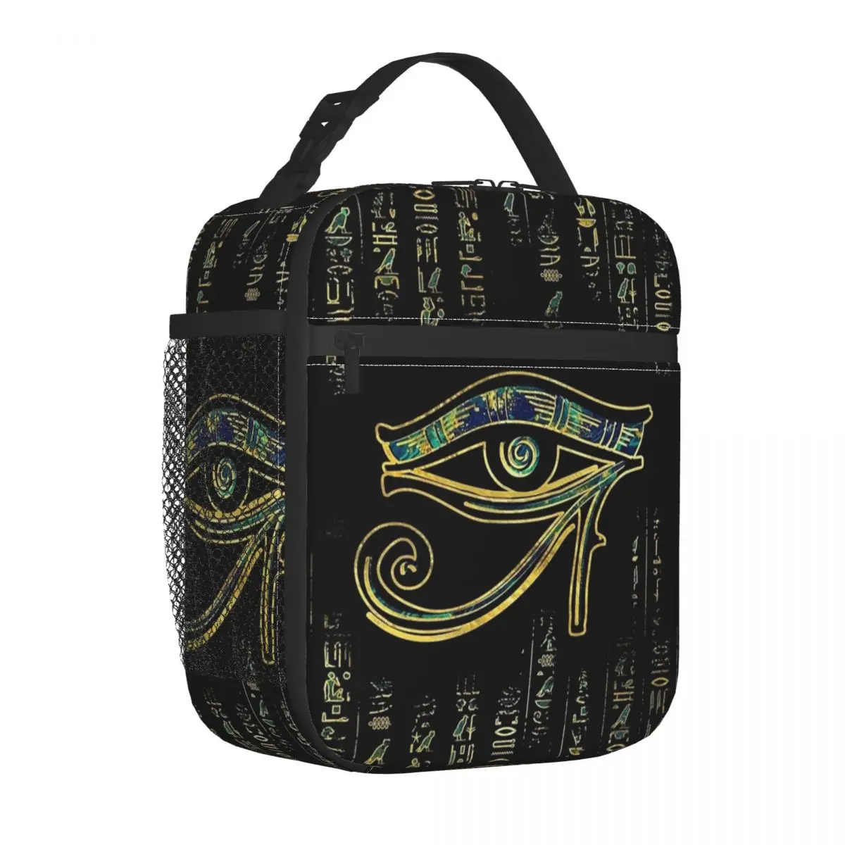 

Egyptian Eye Of Horus On Hieroglyphics Gold And Marble Insulated Lunch Bags Cooler Bag Lunch Container Tote Lunch Box Food Bags