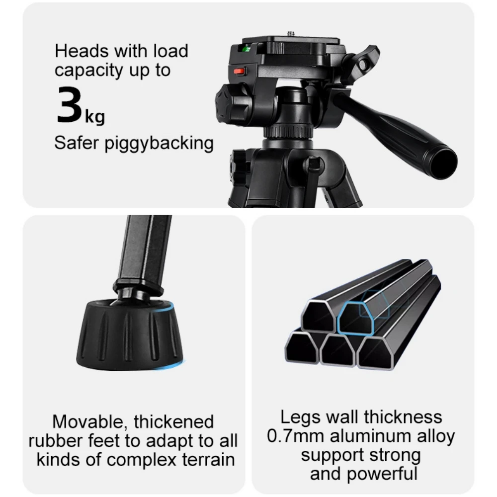 Aluminum Alloy Camera Tripod With Quick Plates Mount Pan Head For Canon Nikon SLR Digital Camera Phone Travel Self Tripod