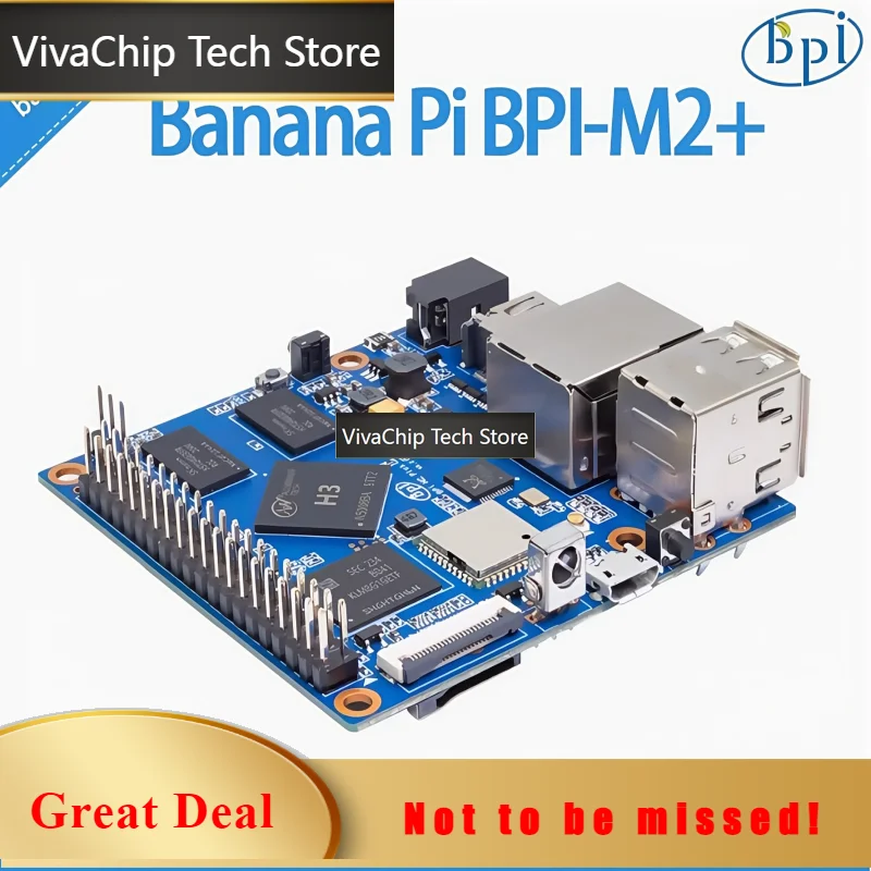 VivaChip TechBanana Pi BPI-M2+ IoT Development Board Adopts Allwinner H3 Chip Design, 1GB DDR3 RAM, 8GB EMMC