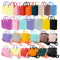 The orange guy New Light Yellow Red Pink Women Fashion Punched Handbag Fit Charms Travel Tote Bag EVA Outdoor Beach Bags