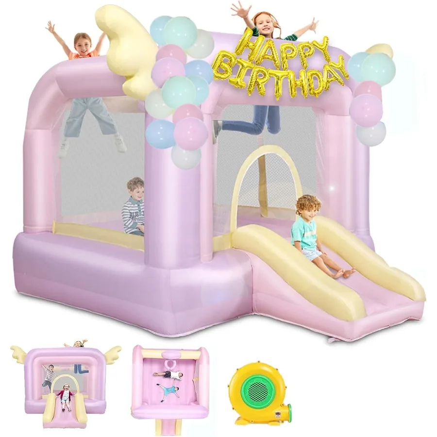 

Надувной праздничный белый прыгающий дом с воздуходувкой UL, портативный мечтательный белый надувной замок 3 в 1, для использования в помещении и на открытом воздухе Backya