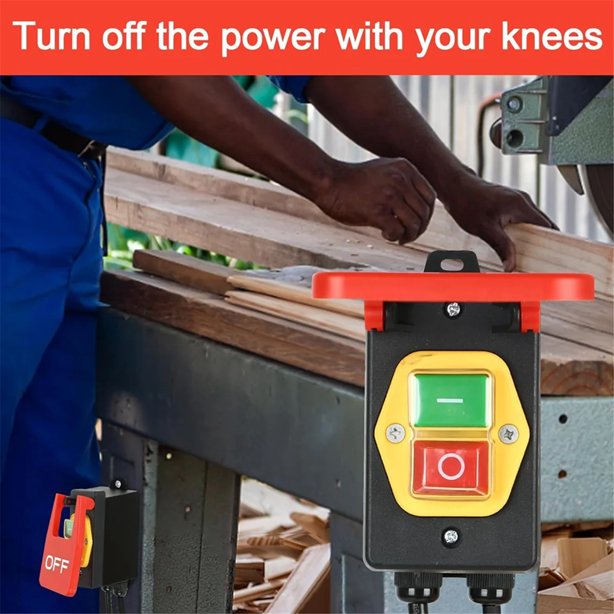 220V Single-Phase On/Off Switch, Safety Switch, Zero Voltage Switch with Socket, Emergency Off Switch EU Plug DY