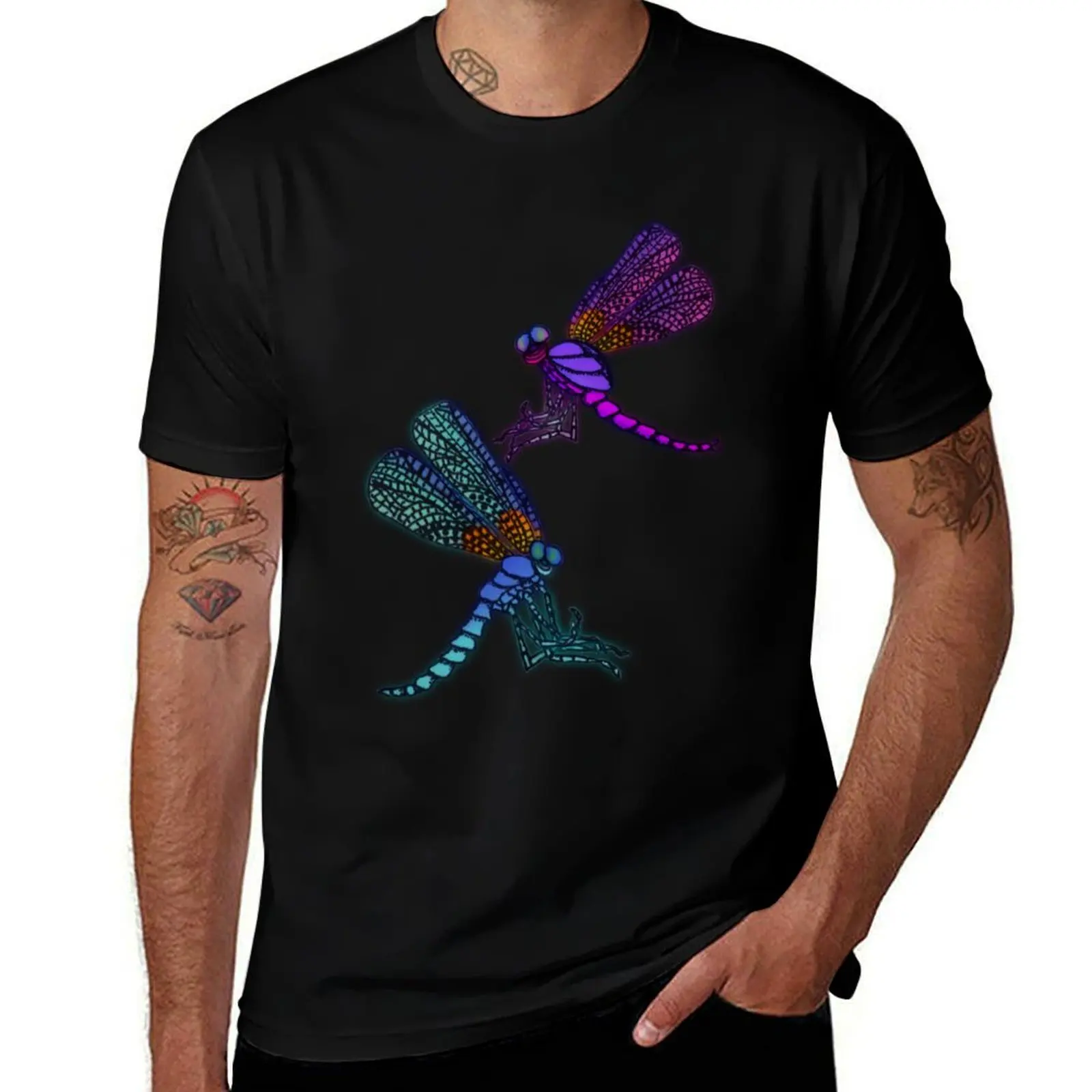 

Dragonflies T-Shirt men t shirt cotton 100% anime tshirt black cotton t-shirt plain for man package T-Shirt