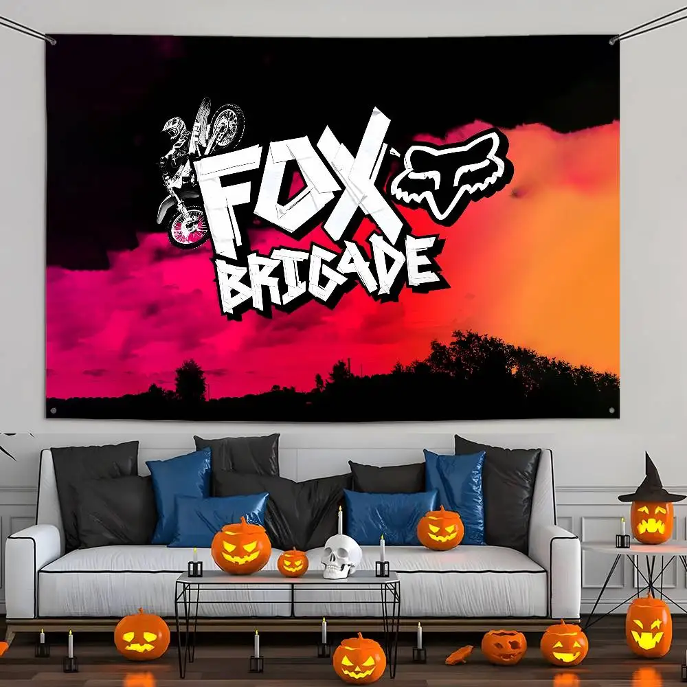 F-FOX Logo Racing Anime Diagramm Flagge Benutzerdefinierte Flaggen Wandbehang Wandteppich Outdoor Dekorative Flagge Hintergrund Decke