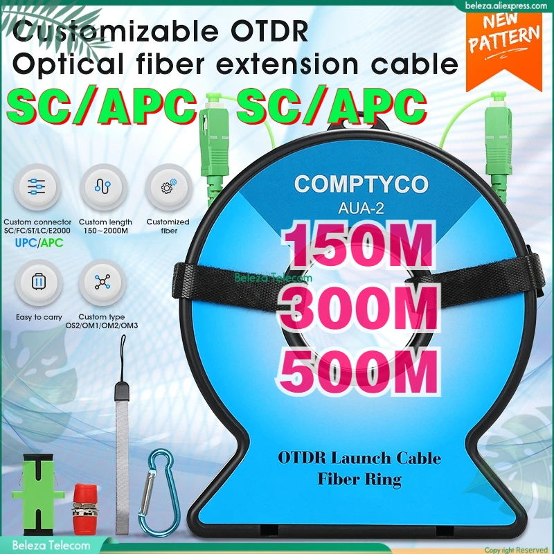 

Beleza Mini OTDR Launch Cable Box OTDR Dead Zone Eliminator SC/APC-SC/APC Fiber Rings Optical SM Extension Cable 150/300/500M