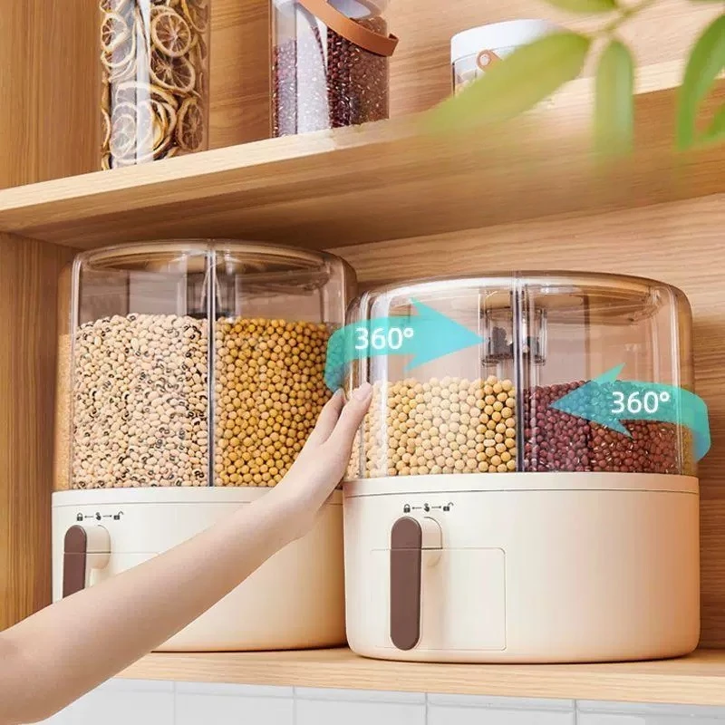 

Rice bucket, grain bucket, food grade rotatable rice bucket, moisture-proof sealed storage in kitchen, insect-proof rice box,