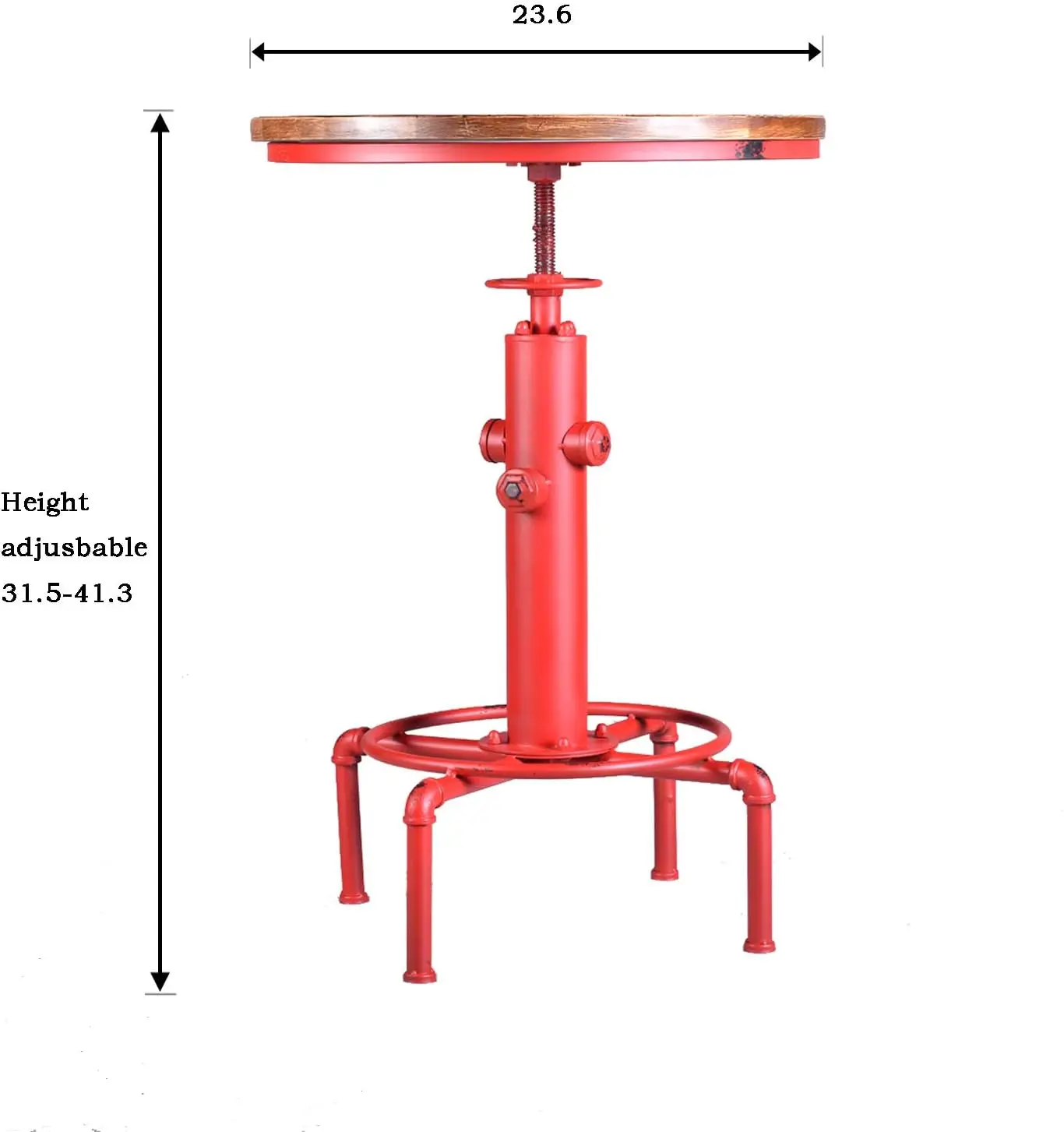 Bar Table 31.5-41.3" Adjustable Pub Table Kitchen Dining Coffee Bistro Table (Red)