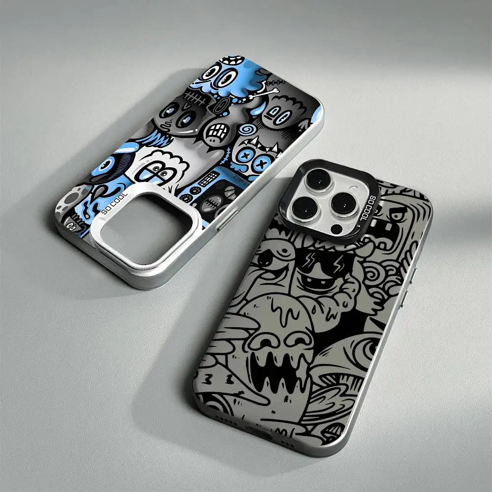 

Super Cool Black Graffiti Phone Case For iPhone 17Air 16 15 14 13 12 11 Pro Max Plus Color Anti Fall Cover