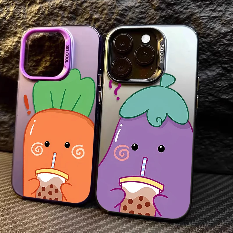 Fun Milk Tea Vegetables PC Case for Samsung Galaxy A55 A35 A25 A15 A05 A05S 5G A13 A23 A12 A22 A32 A52 A52S A72 A51 A71 4G Cover