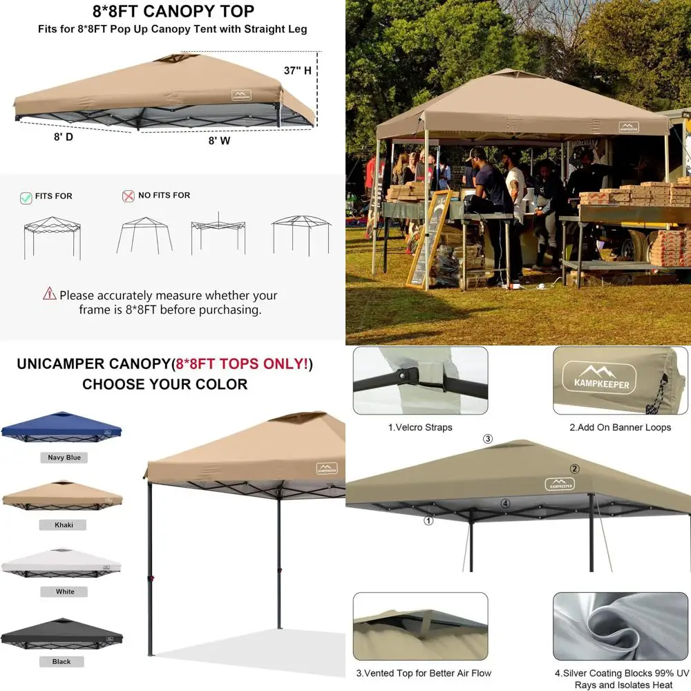 

Выдвижной навес из полиэстера цвета хаки 8x8 футов с вентиляционным отверстием и регулируемыми ремнями для навеса для патио на открытом воздухе