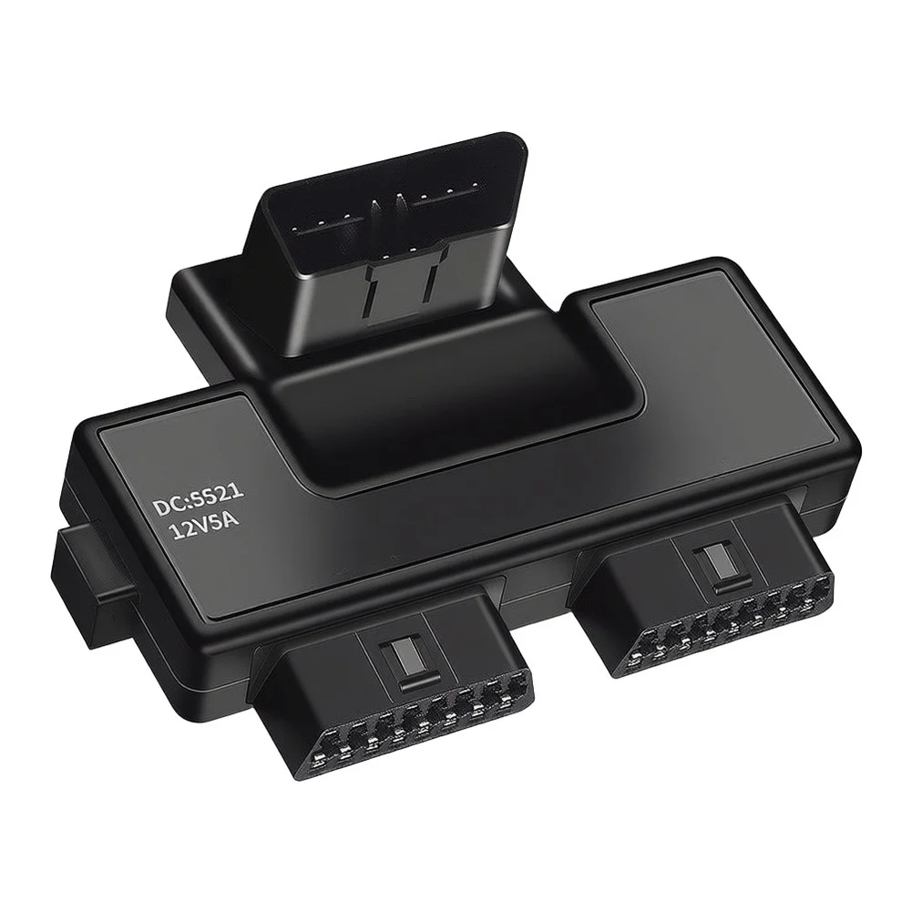 16-Pin For OBD2 Splitter Cable with DC5521 Male Connector Enables Concurrent Use of Multiple Diagnostic Devices