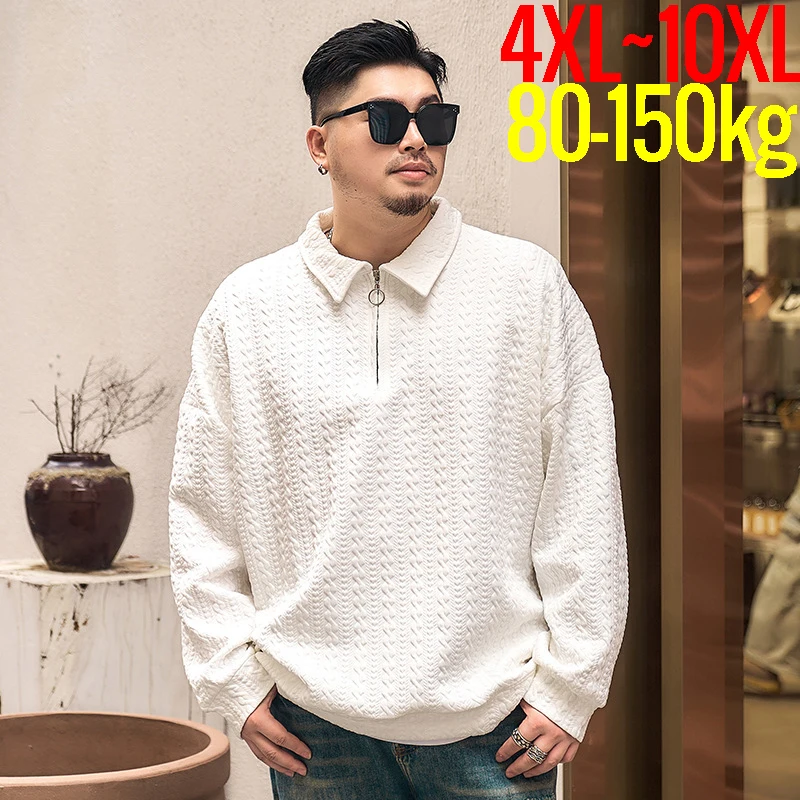 

2024 New in Sweatshirt Men Half Zip-up Long Sleeve Pullover Hoodie Male Big Size Large Spring Autumn Overfit Loose Oversize 10XL