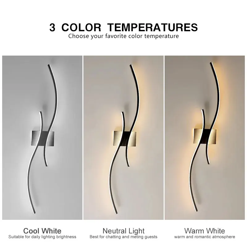 Modern Bedroom LED Wall Lamps for Corridor Aisle AC85-265V Aluminum LED Wall Lights Wall Sconce for TV Background Interior Lamp