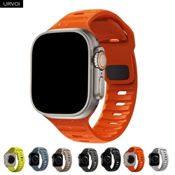 URVOI Silicone band for Apple Watch ultra 3 2 Series 11 10 9 8 7 6 SE3 strap for iWatch breathable pin&tuck closure wristband