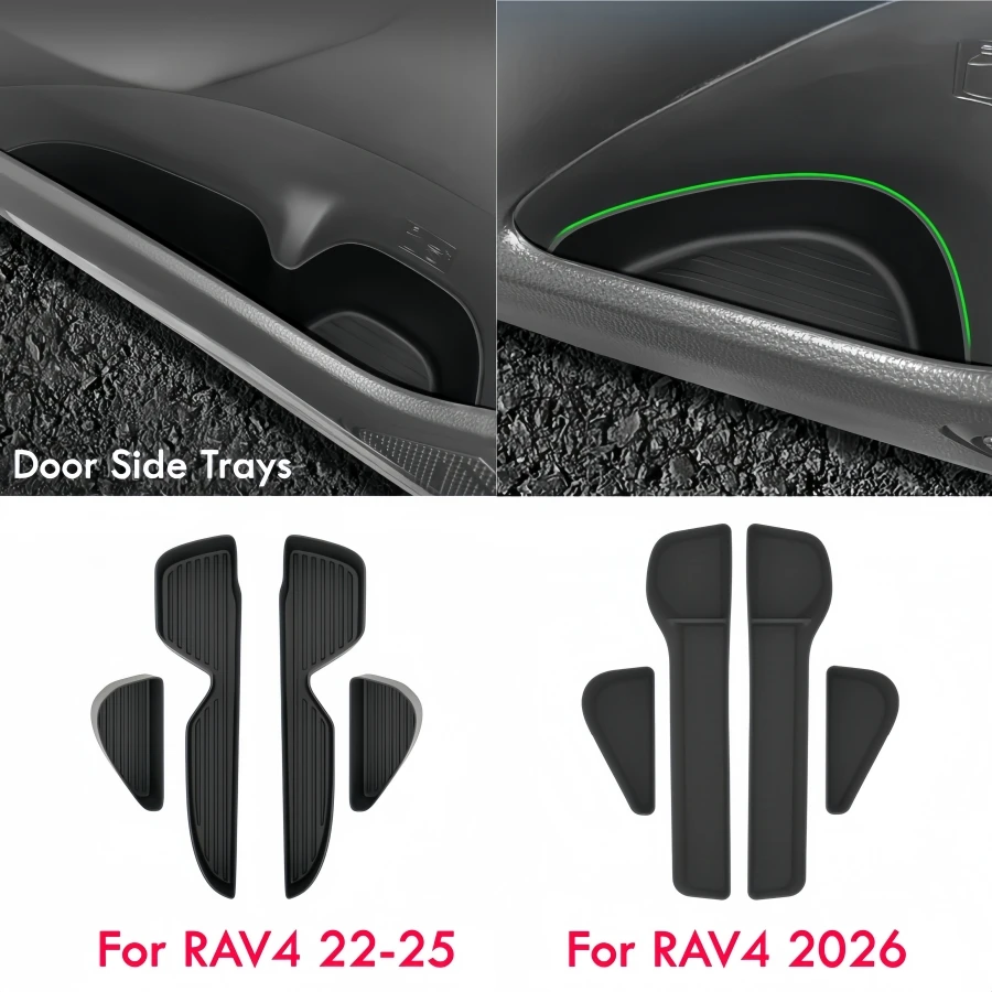 4er-Set TPE-Türseiten-Organizer für Toyota RAV4 2019-2025 2026 – Türaufbewahrungsboxen passend für RAV4 – Detail 1