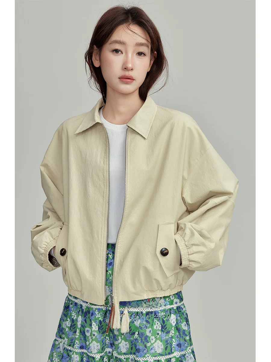 

Весенняя повседневная ветровка в винтажном стиле, двусторонняя, с отложным воротником, для женщин