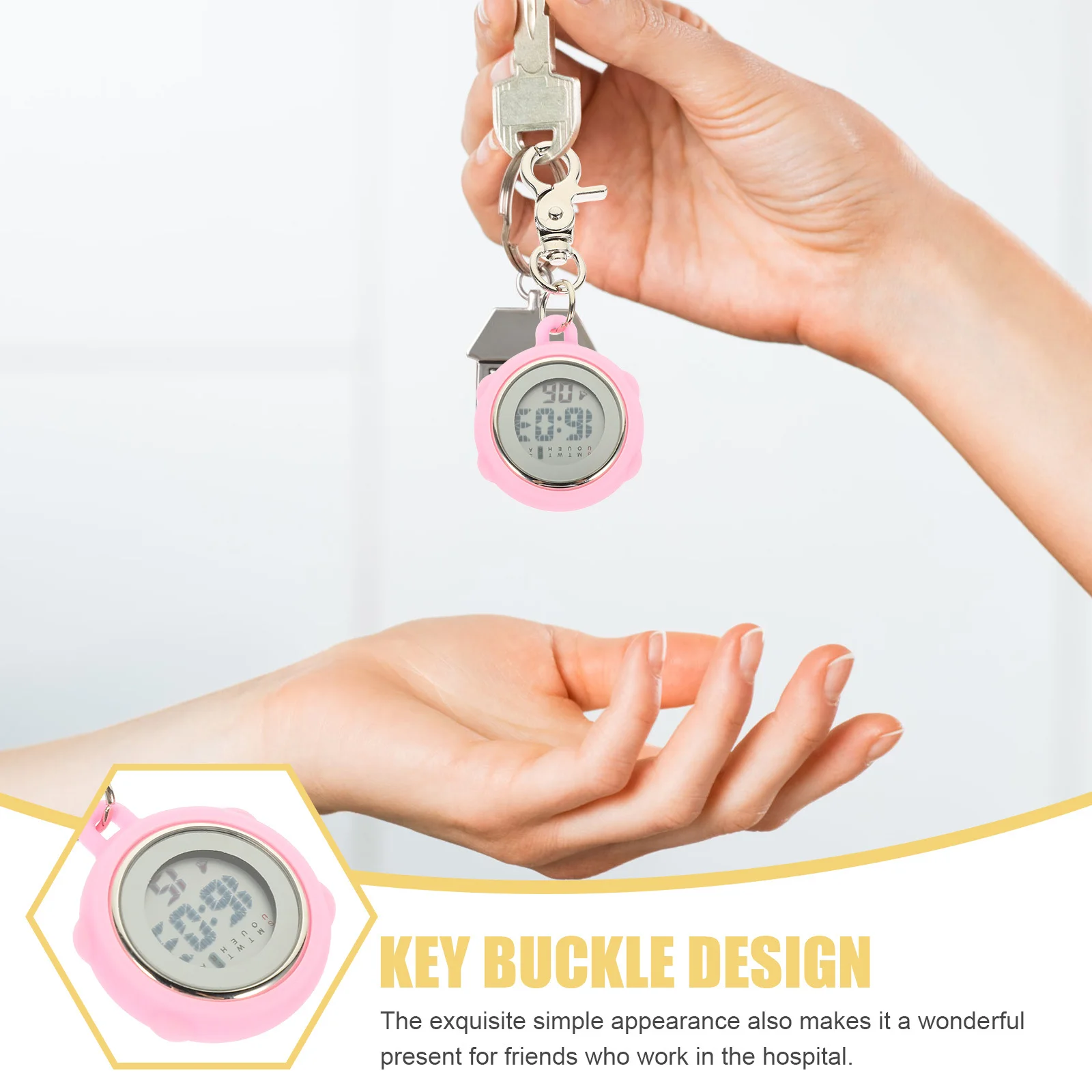 ممرضة ساعة الجيب مفتاح مشبك معلق على حركة دقيقة خفيفة الوزن ساعة صغيرة شاشة ديجيتال آمنة للأطباء #2