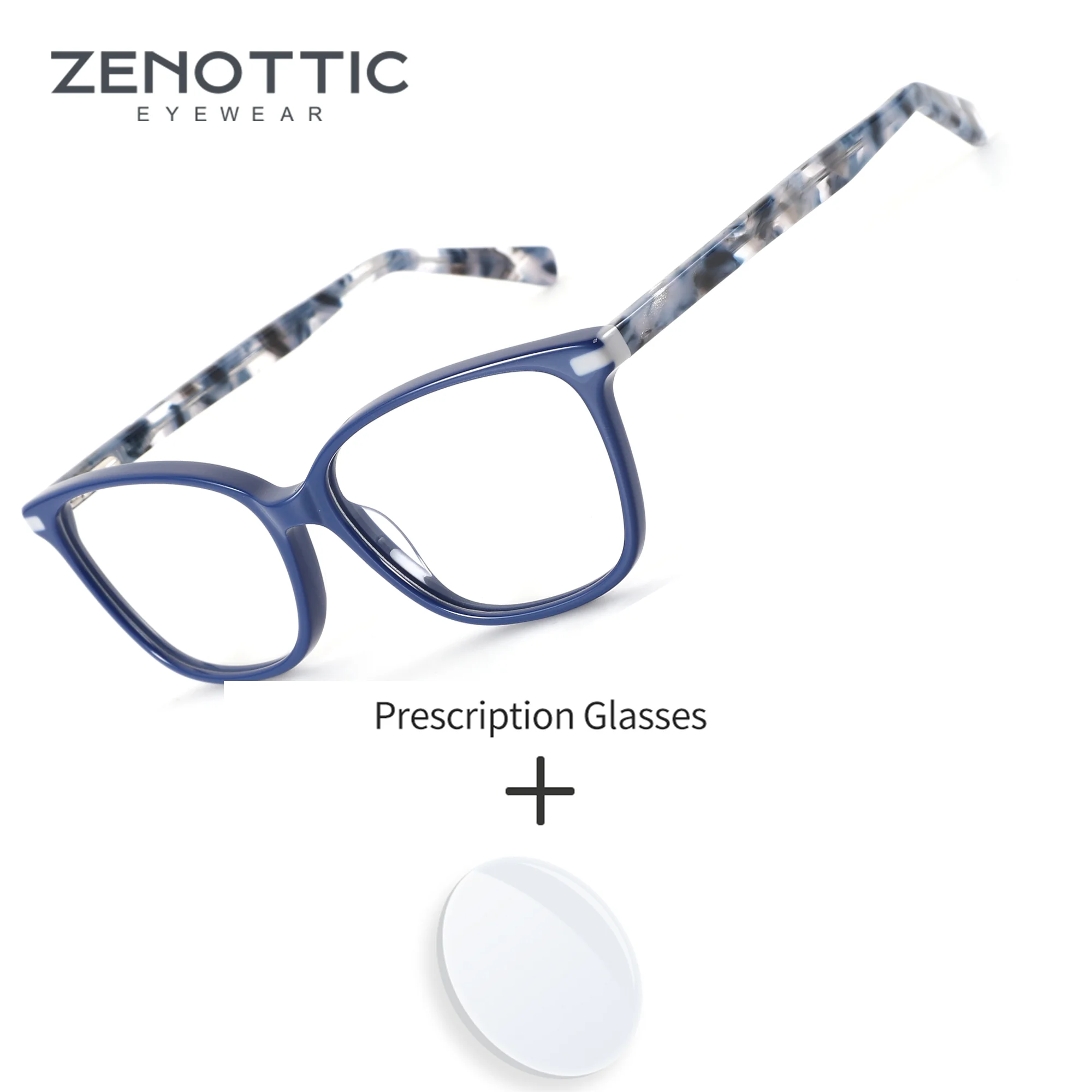 zenottic-ファッションスクエア手作りアセテートプログレッシブ多焦点メガネ抗ブルーレイフォトクロミックブラウン処方眼鏡