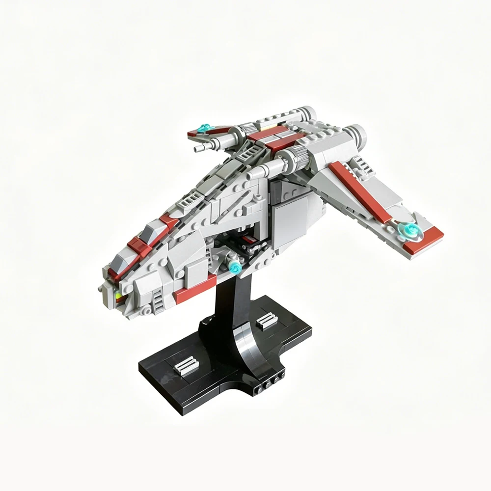 

New MOC Space Cinema Gunship Medium Model Building Blocks DIY Modular Battleship Tech Assembly Children's Toy Boy Birthday Gift