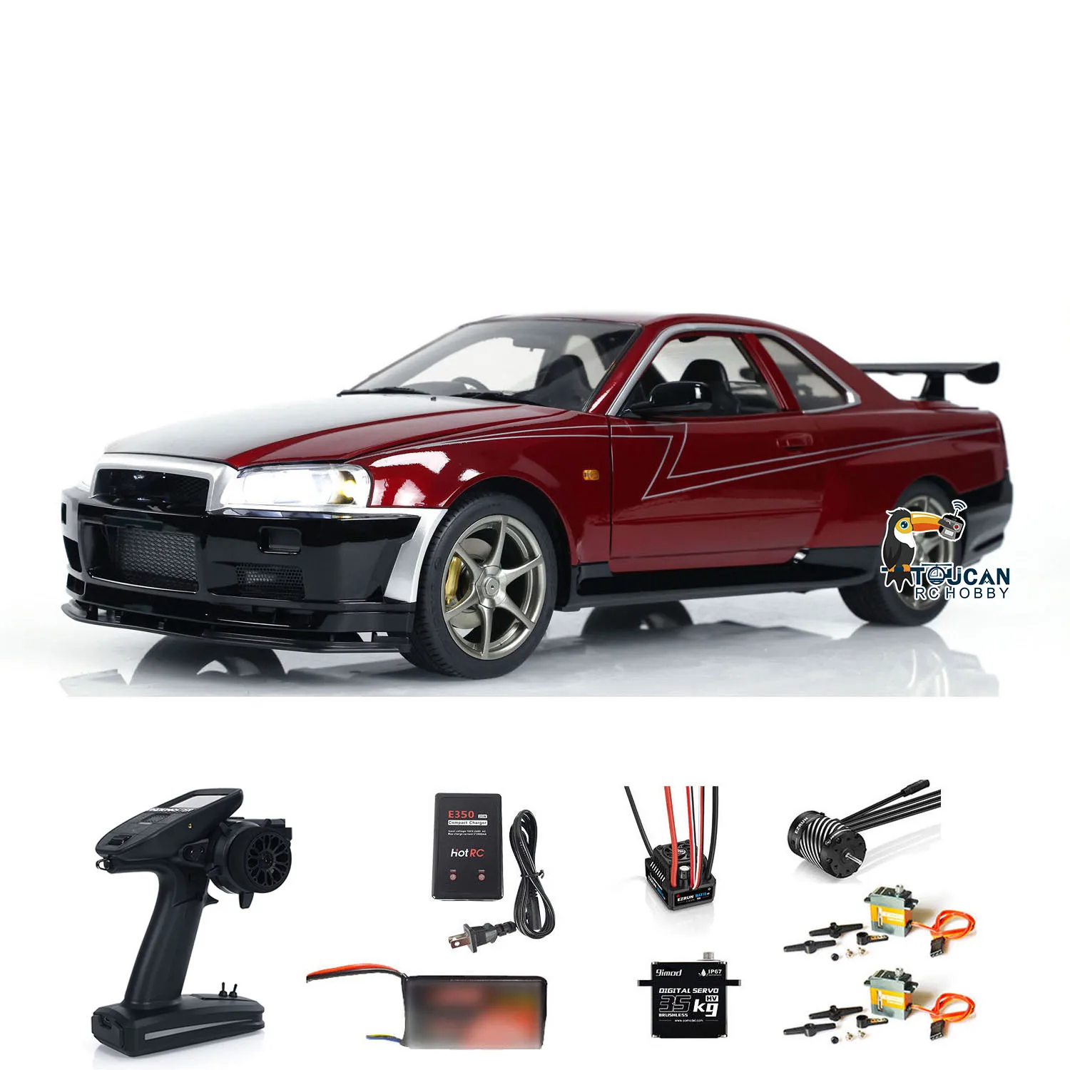 Disponibile Capo R34 RC Drift Car 4WD 1/8 Bilancia 4x4 Metallo Ad Alta Velocità Da Corsa Senza Lama Veicolo Aggiornato Cambio a 2 velocità Drift Toys