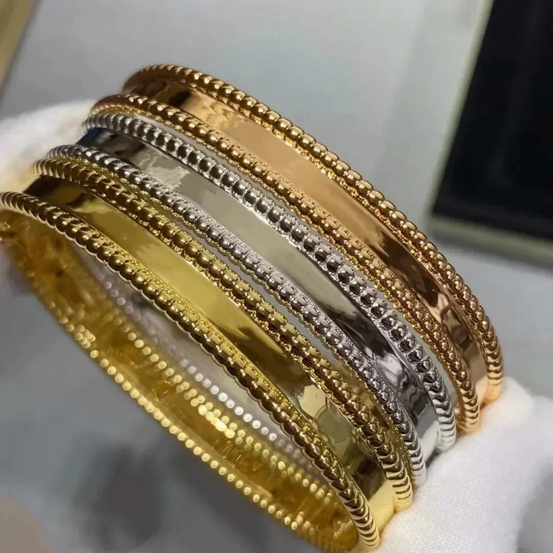 

Nueva pulse de plata de ley 925 con borde de cuentas redondas, Brazalete de lujo para joyería de fiesta de alt gama para mujer