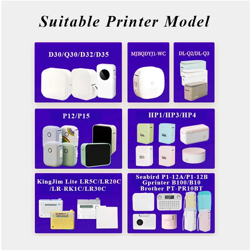 Rollo de papel adhesivo térmico P15, cinta de impresora térmica de 12x40, 14x30, papel de etiqueta transparente para P11/P12/P15/P50/B100/D30/HP1/HP3