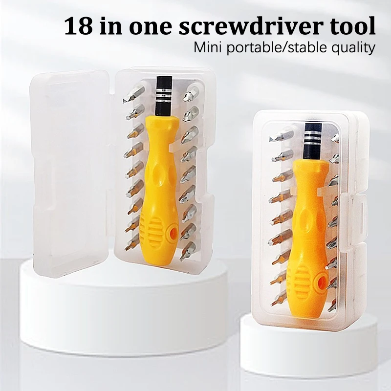 18 In 1 Bits Precision Screwdriver Set Cross Flat Shaped Screwdriver Head Multifunctional Precision Handheld Maintenance Tool