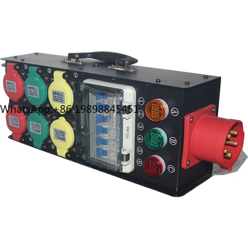 Nuevos estilos, caja de alimentación enchufable impermeable de 6 vías 16A, caja de alimentación portátil, caja de fuente de alimentación de escenario