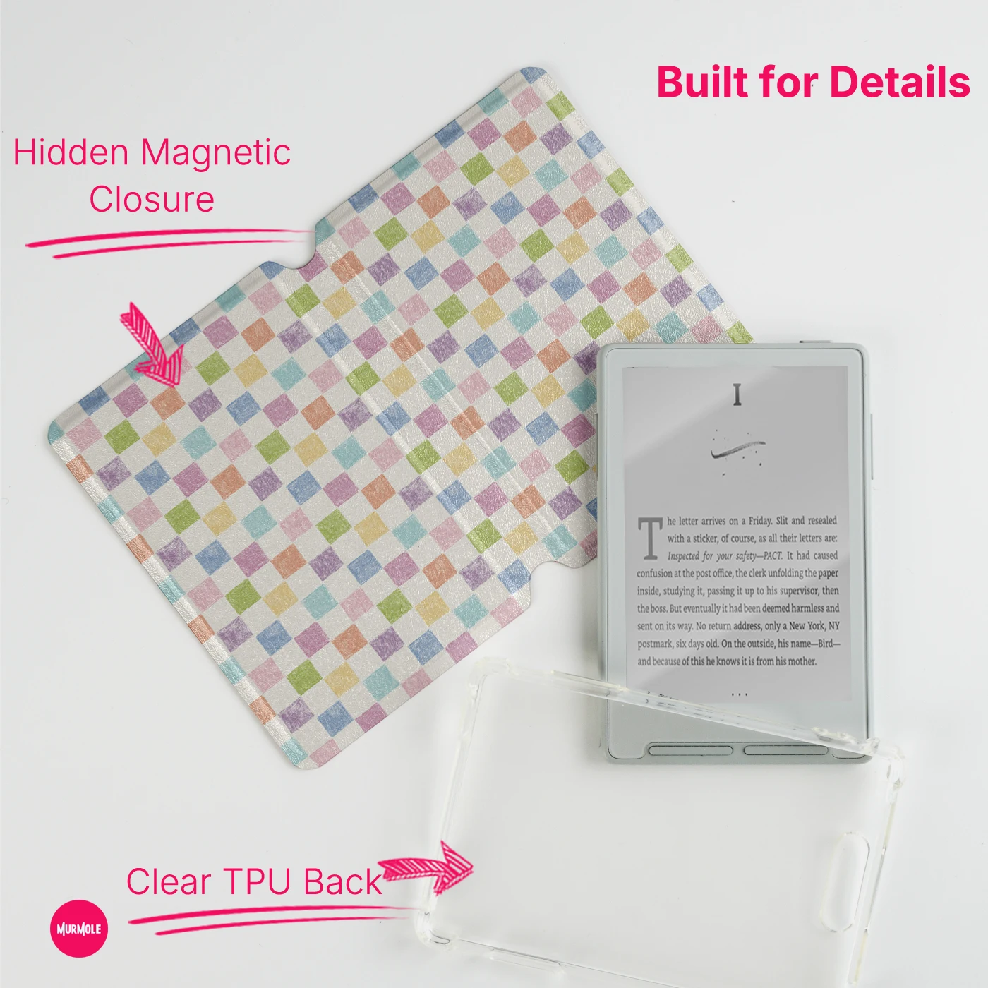 Etui Murmole Floral Stripe z magnetycznym mocowaniem, pasujące do XTEINK X3 X4, przezroczysta tylna obudowa TPU, ochronna nakładka typu folio. — zdjęcie produktu 4