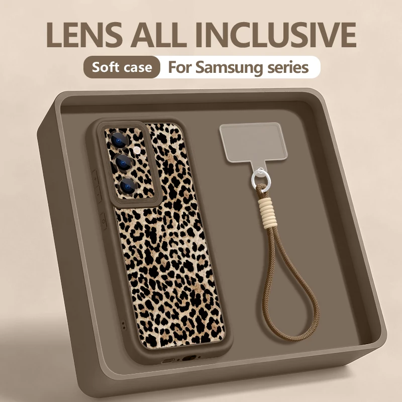 Leopardenmuster Handgelenk-Lanyard Handyhülle für Samsung Galaxy S26 S24 S25 Ultra S23 S25 FE A57 A17 A56 A16 A37 A55 A15 A25 TPU Cover