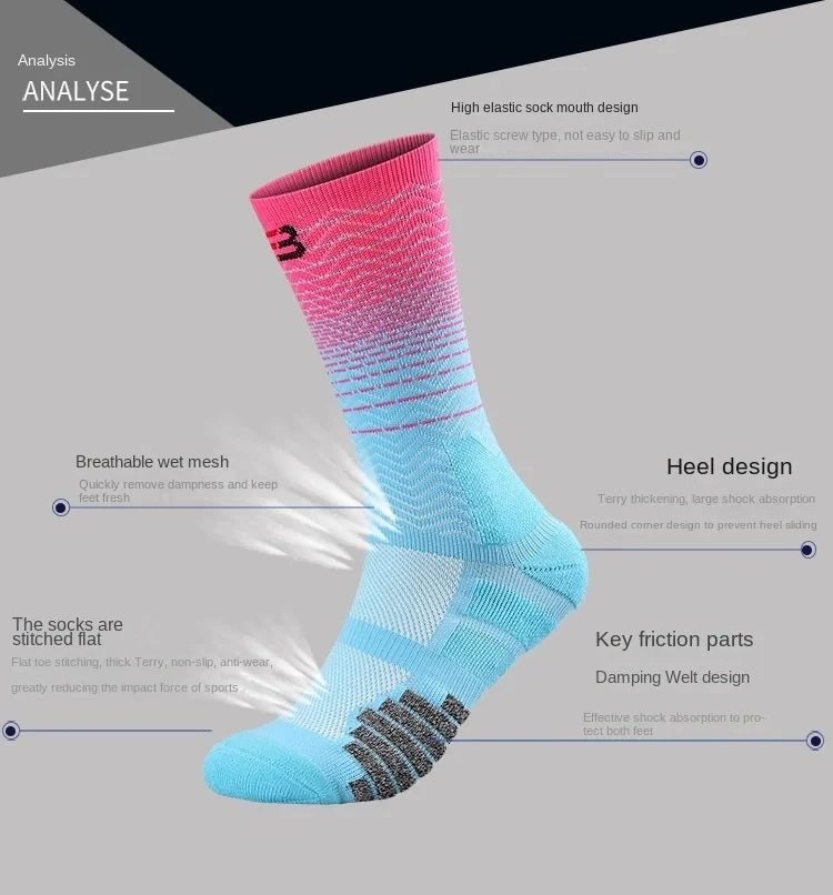 Sport Cycling Basketball Socks Compression Running Man Black Trend Breathable Long Hiking Damping Athletic Professional Big Kids