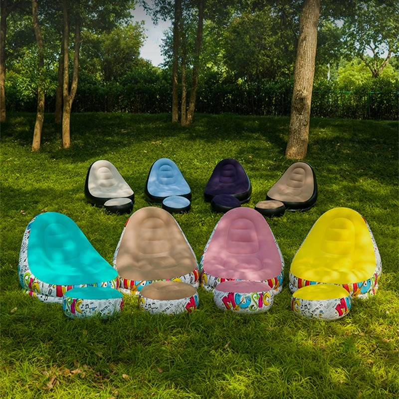 

Outdoor Inflatable Sofa Chair Portable Camping Thicken Flocking Bean Bag Chair Bedroom Household Leisure Folding Bed New