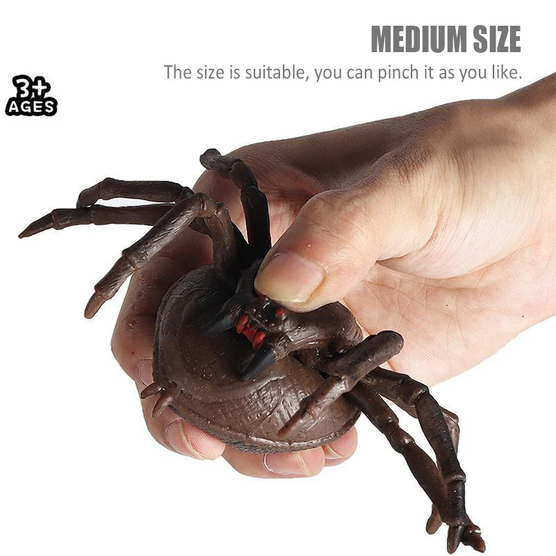 Spider Pinch Toy Squishy Simulated Insect Animal Cognition Model Halloween Mini Prank Stress Reliever Toys Kids Squeeze Toys