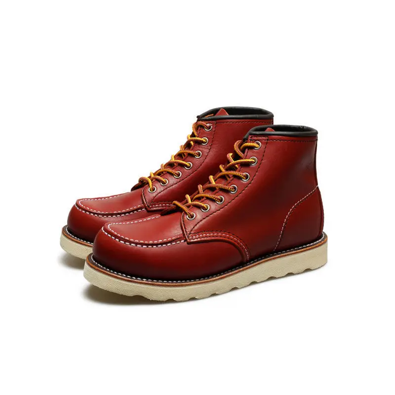 Men\'s Boots Men\'s Shoes Square Toe Wine Red Plush and Thick Leather Boots Work Clothes Shoes  Platform Boots Sneakers Boots Men