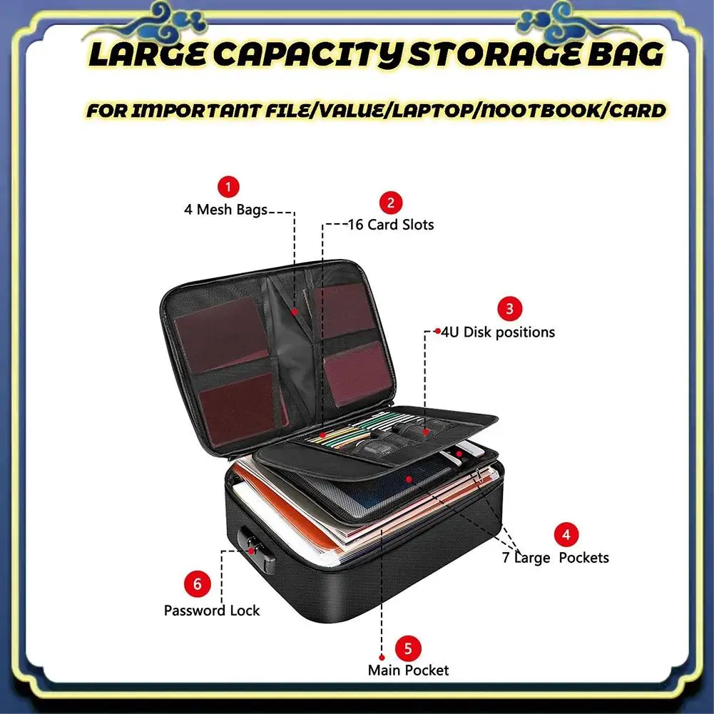 

Portable Fireproof File Organizer Bags,Fireproof And Waterproof Document Box With Money Bag, Fireproof Safe Bag With Lock