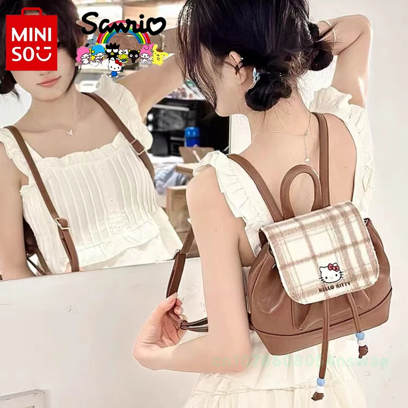 Miniso Hallo Kitty neue Kordel zug Mini Rucksack Luxusmarke Original Damen Rucksack Cartoon Mini Mädchen Rucksack hohe Qualität