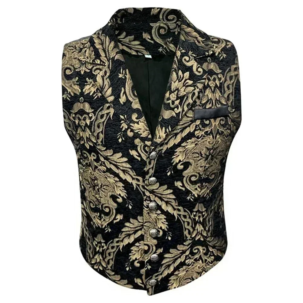 Suit Waistcoat Daily Holiday Button Decorative Pattern Fashion Men Single Breasted Sleeveless Slim Fit Stylish