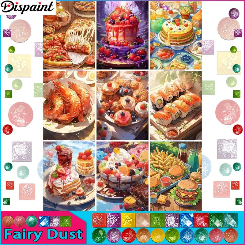 Dispaint Fairy Dust AB 5D Diamant „Kuchen Pizza“ Diamant Stickerei Vollrund/Quadrat Diy Diamant Malerei Kreuzstich Zuhause