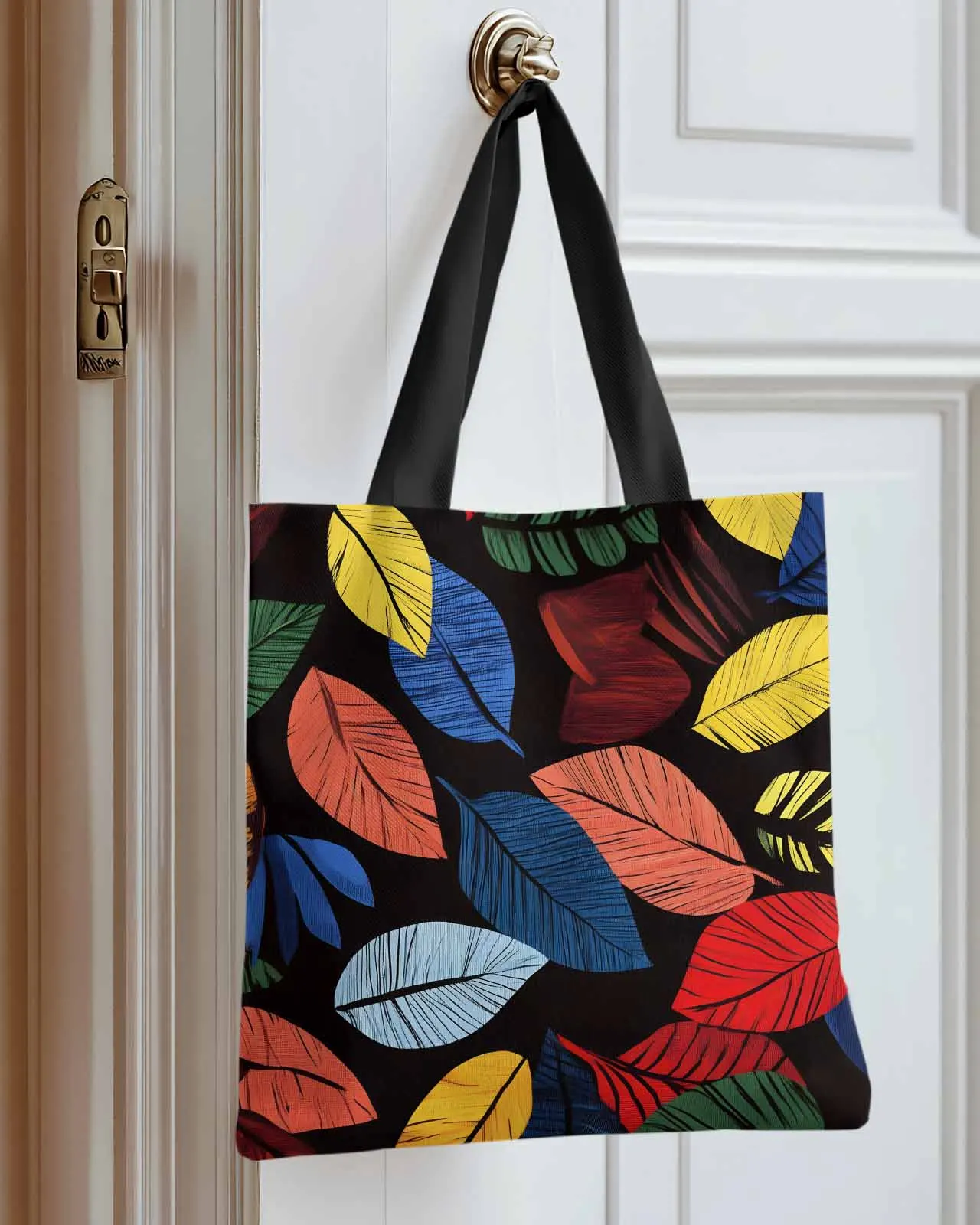 

Spring Pastoral Decoration Leaf Canvas Bag Handbag Oxford Cloth Eco Shopping Storage Bag for Home Use