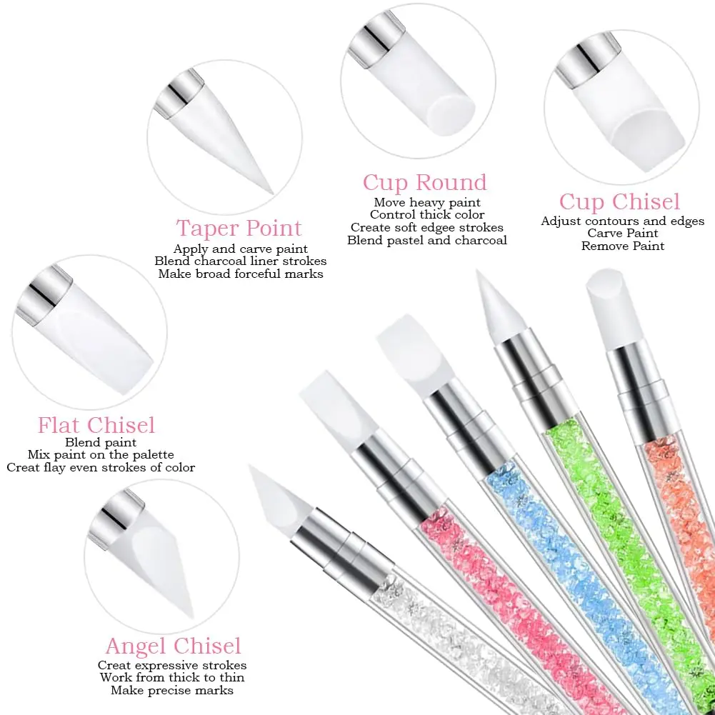 10PCS Nail Brushes Set - 5PCS Double-Ended Dotting Pens & 5PCS Sculpture Pen - Manicure Tools Kit for Rhinestone Art & Painting