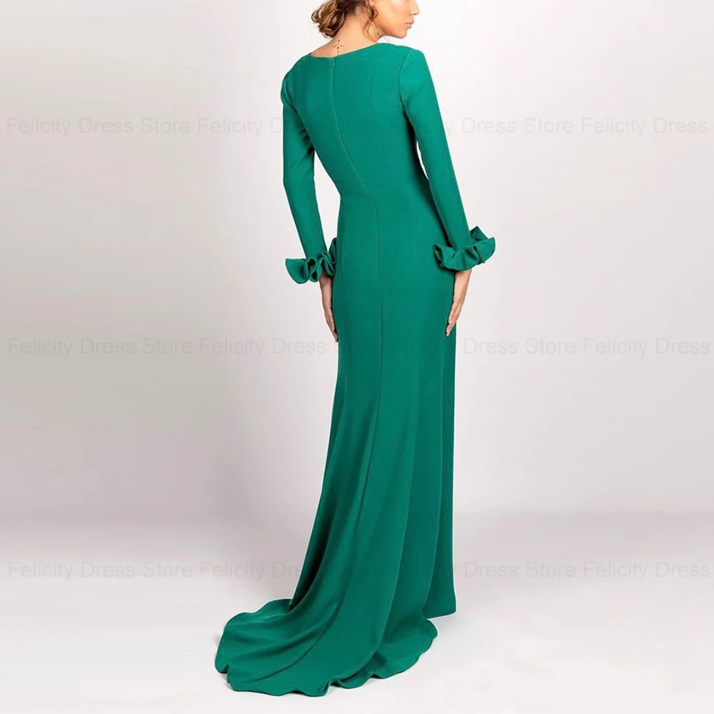 FELICITY Personalizado Bainha Verde Com Decote Em V Mãe da Noiva Vestido Vestidos de Convidados de Casamento Frente Dividir Vestidos de Ocasião Formal Longos