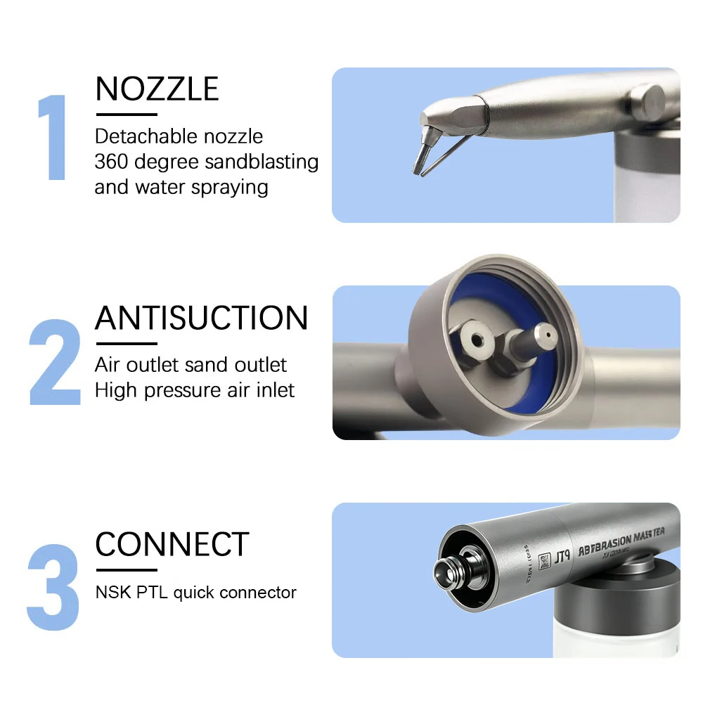 Dental Air Abrasion System Aluminum Oxide Microblaster Sandblaster Handpiece with NSK PTL Quick Coupling Style Orthodontic Clean