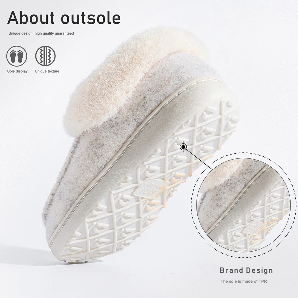 Platform Slippers Women Wedge Memory Foam  TPR Non Slip Sole Warm Fuzzy Winter Durable Bedroom Shoes Cozy Comfort image 4