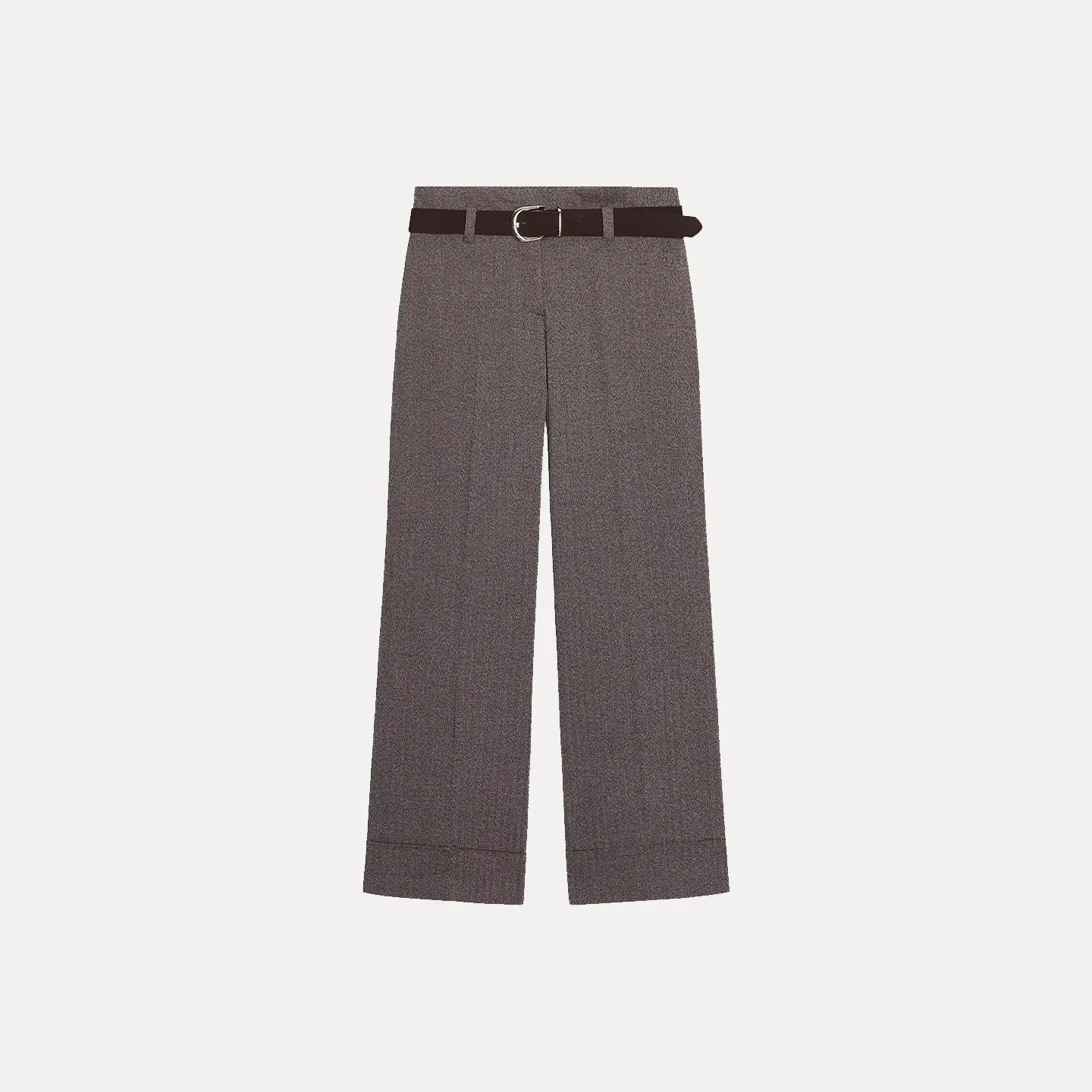 Faionable op maat gemaakte broek met riem hoge taille rechte pijpen lange broek voor dames herfst 2025, zigzagpatroon personali